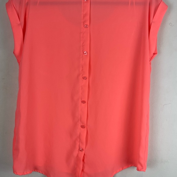Pink Rose Sleeveless Tank Neon Salmon Color Size M - Picture 3 of 7